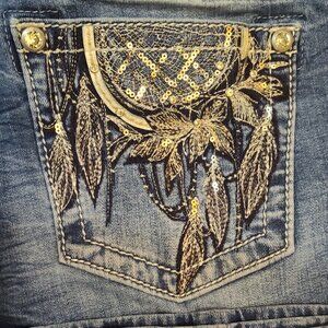 Miss Me Size 31 Sequined Embroidered Embellished Mid-Rise Bootcut Style M9190BV